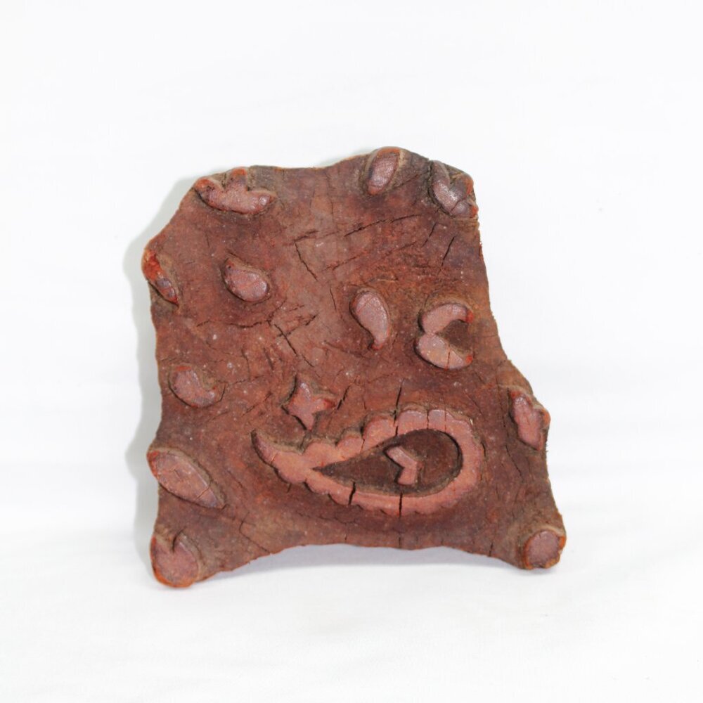 Vintage Hand Carved Wood Textile Stamp Block Unique Decor Wall Hanging